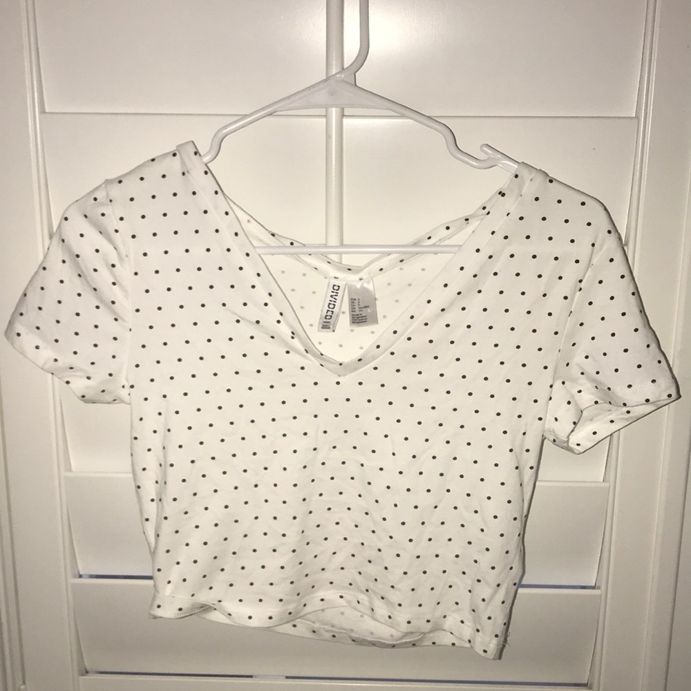 H&M POLKA DOT V-NECK SHIRT